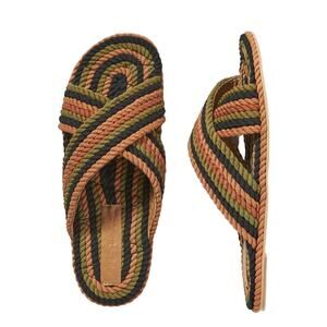 Salt + Umber Size 6 Saraya Earth Tone Fabric Rope Sandal